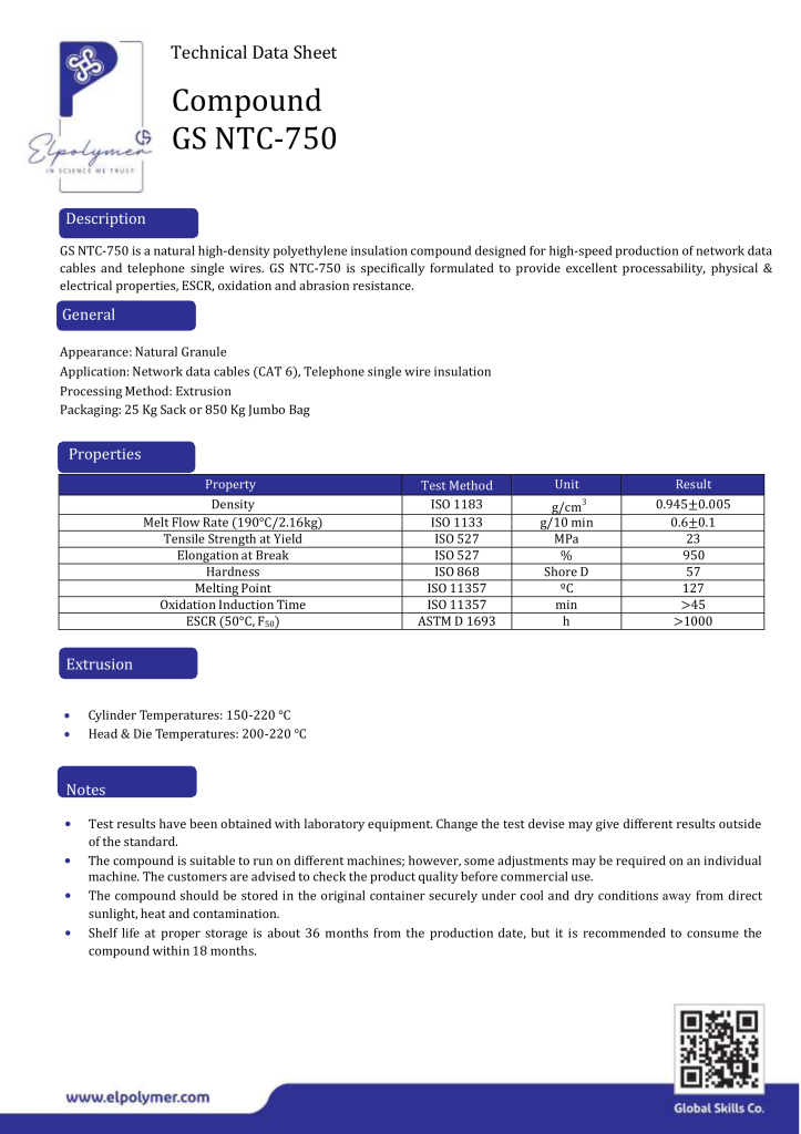 Technical Data Sheet for GS NTC-750 Compound