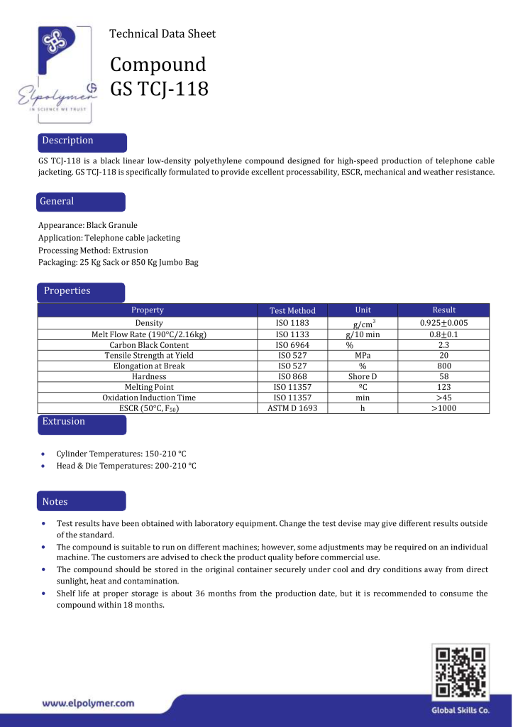 GS TCJ-118 Compound Technical Data Sheet Image